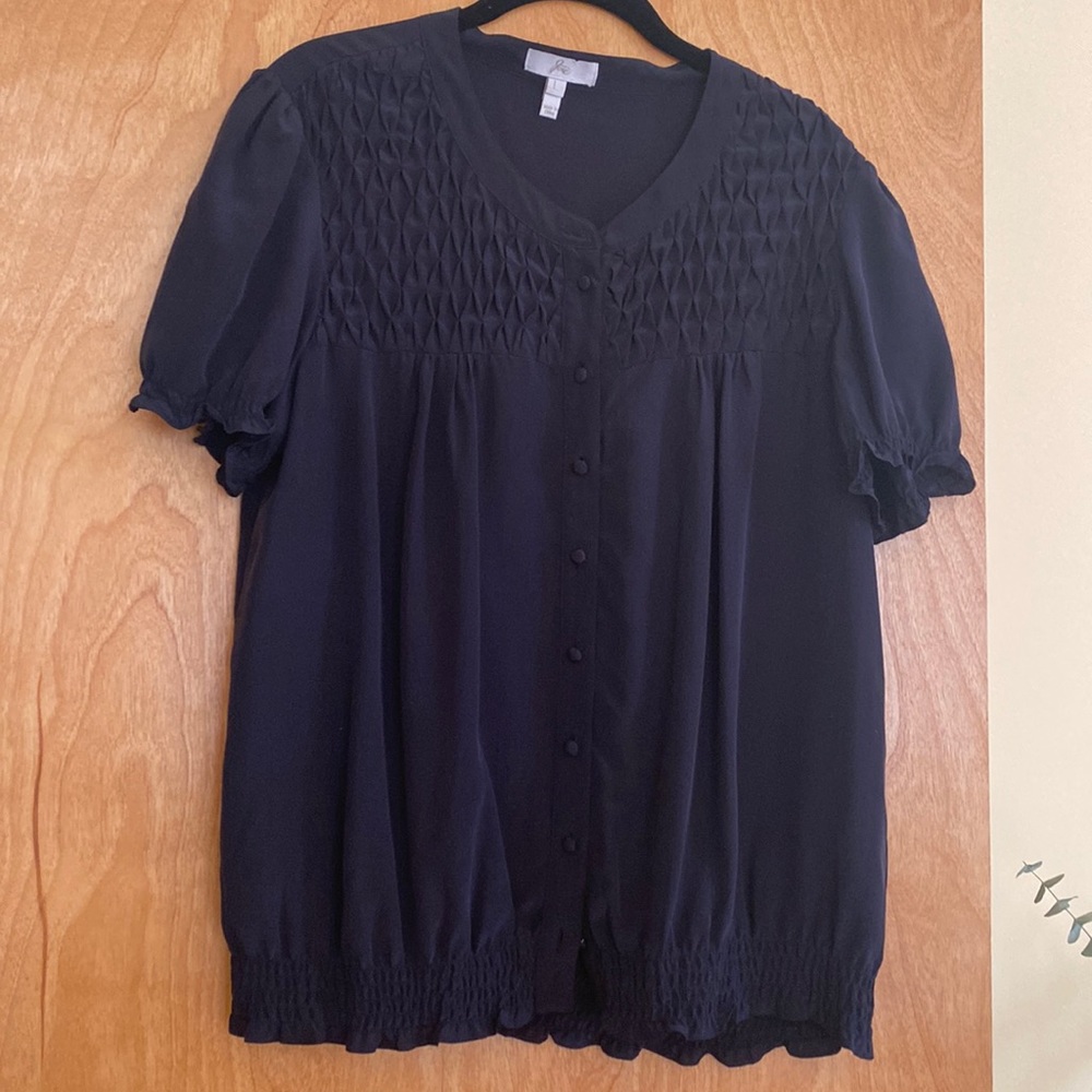 Joie 100% Silk Blouse Navy